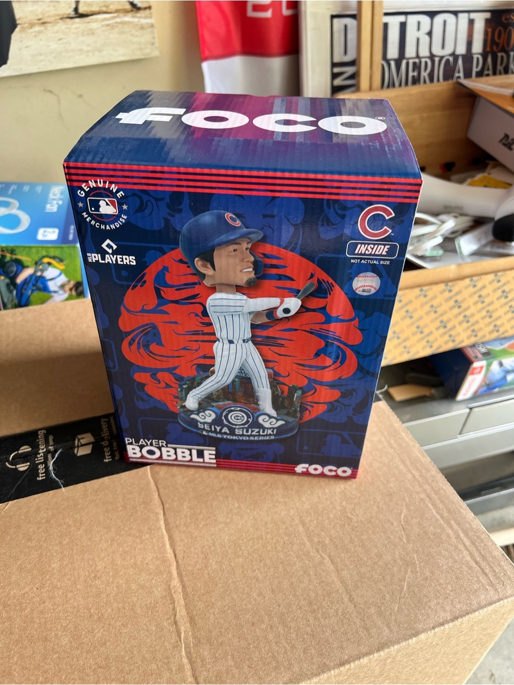 FOCO Chicago Cubs Baseball Player Bobblehead - Blue & Red Tokyo series